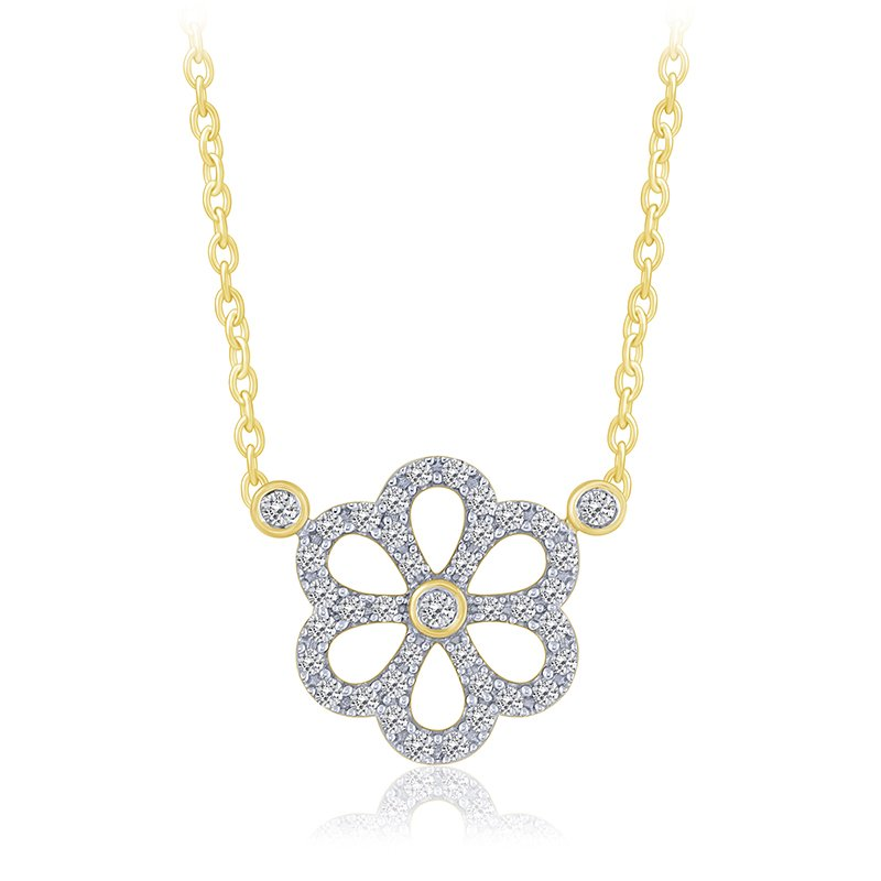 14K YG Diamond Flower Necklace