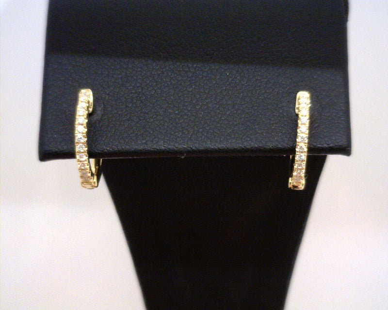 14K YG Diamond Huggie Hoops 0.125 CT TW