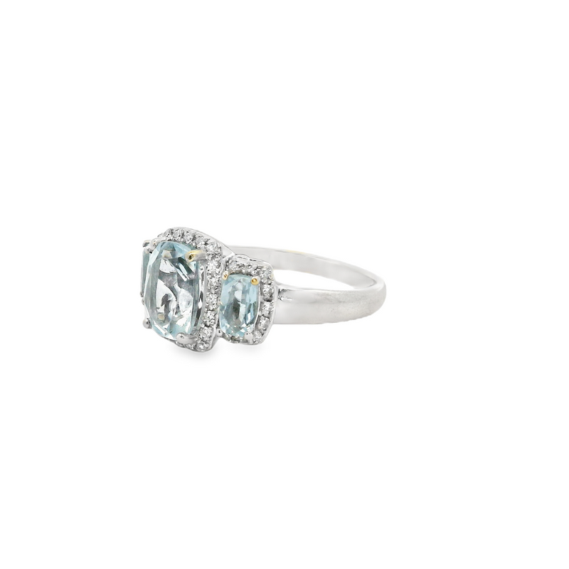 14K WG Aquamarine & Diamond Ring