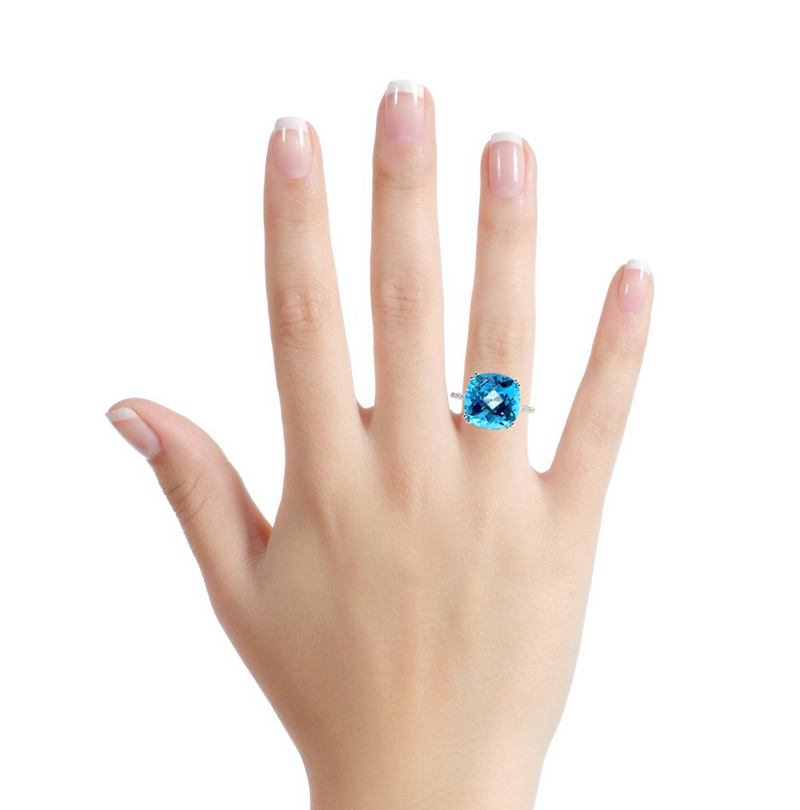 Effy 14K WG Blue Topaz & Diamond Ring