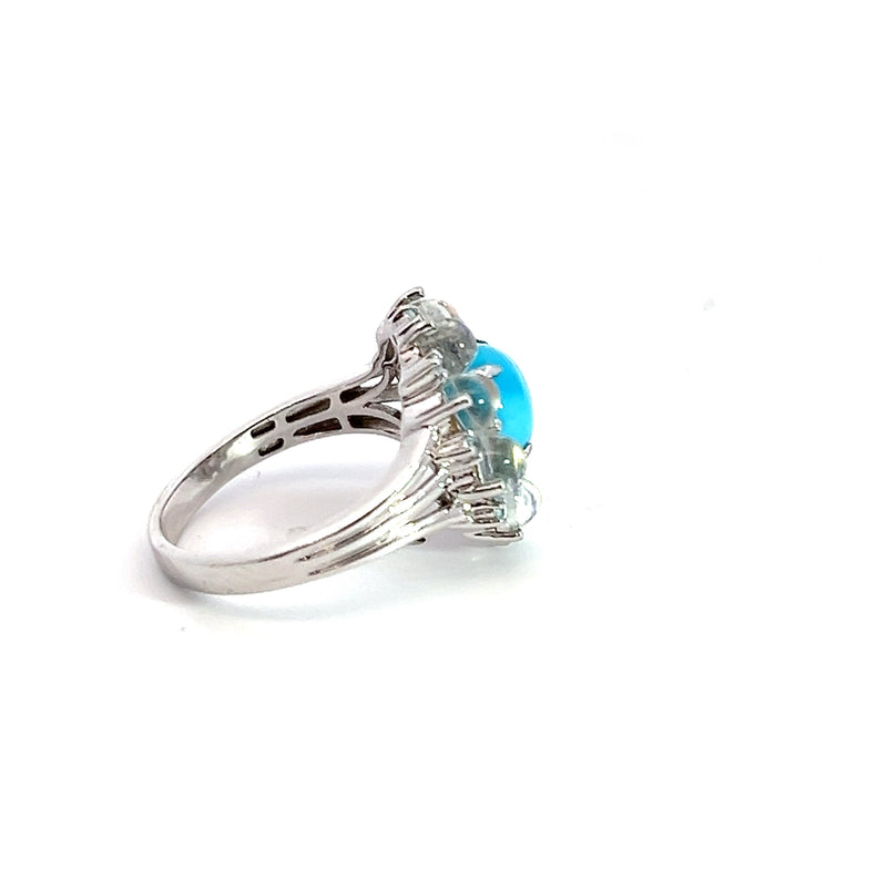 Sterling Silver Turquoise, Moonstone & Blue Topaz Ring