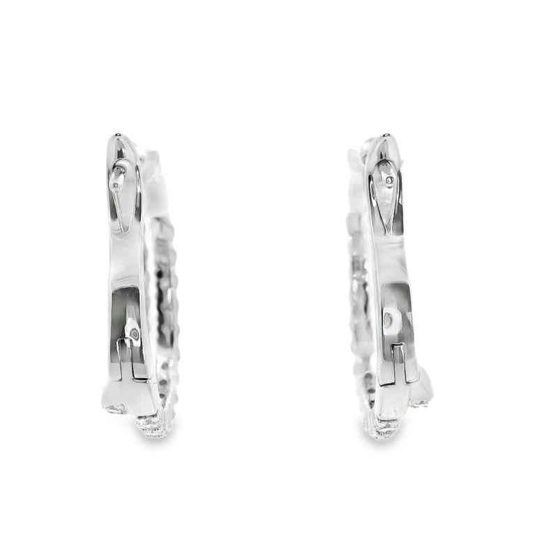 14K WG Double Row Diamond Hoop Earrings