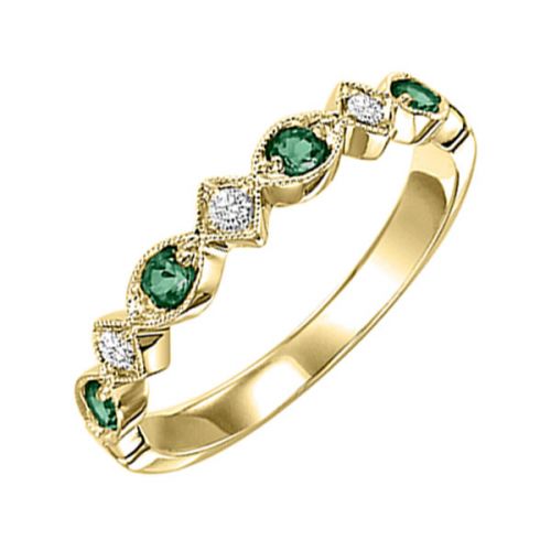 10K YG EMERALD & DIAMOND BAND