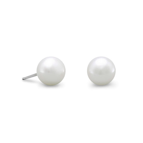 6-7mm White Cultured Freshwater Pearl Post Earrings