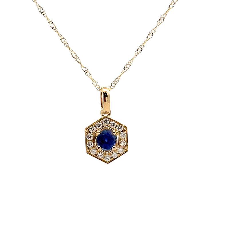 14K YG Sapphire & Diamond Pendant