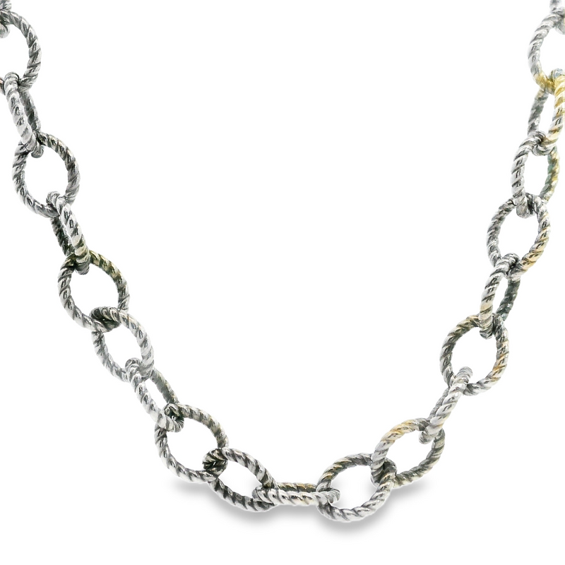 Sterling Silver Rope Style Open Link Chain 18