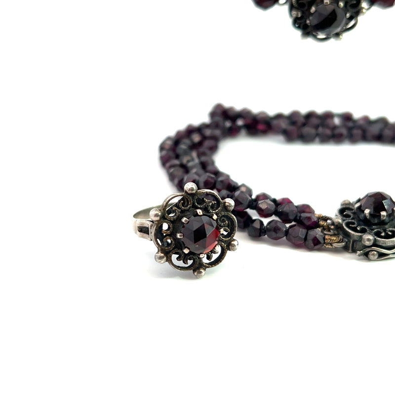 Sterling Silver Garnet Jewelry Set