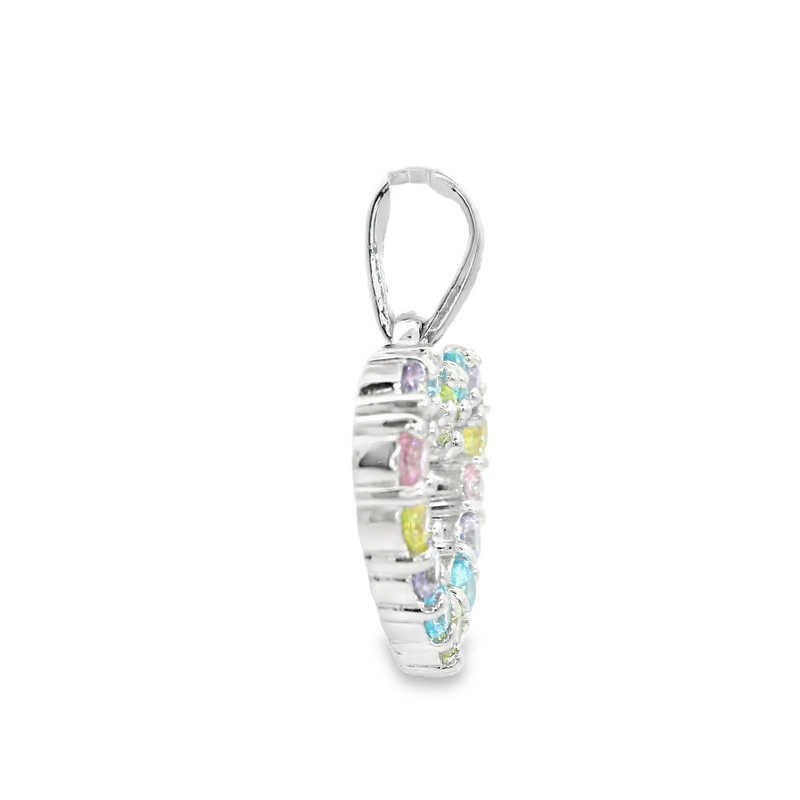Sterling Silver Rainbow Heart Pendant