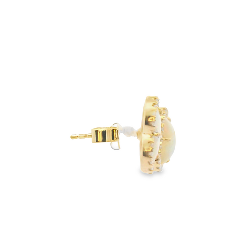 14K YG Opal & Diamond Earrings