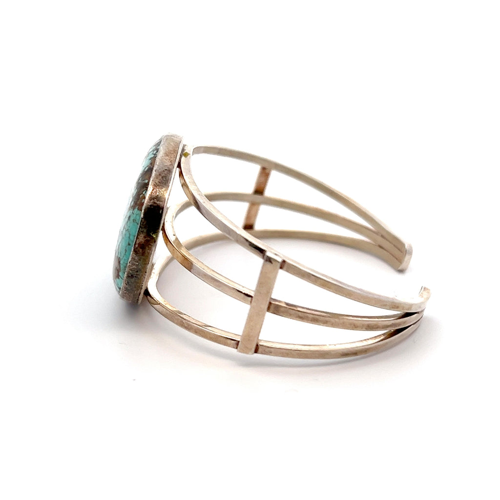 Sterling Silver Large Oval Turquoise Bracelet