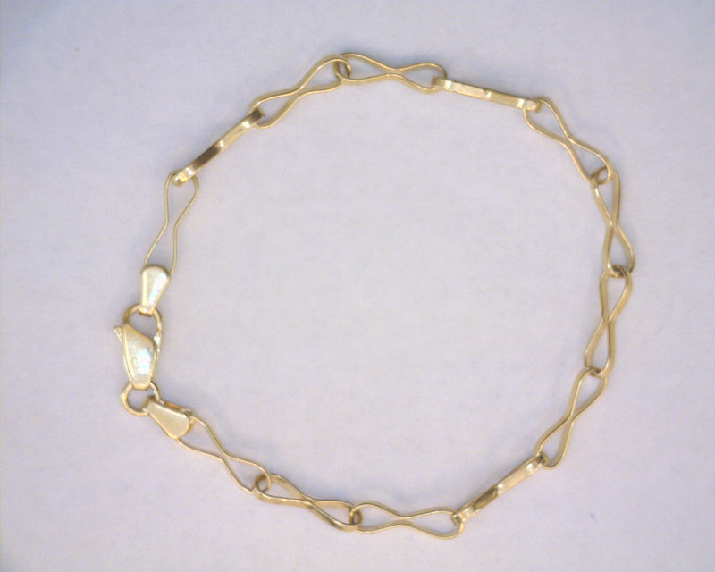 14K YG FANCY LINK BRACELET 7"