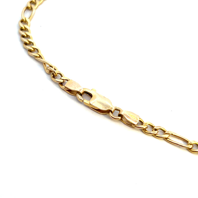 14K YG Figaro Link Bracelet 9"