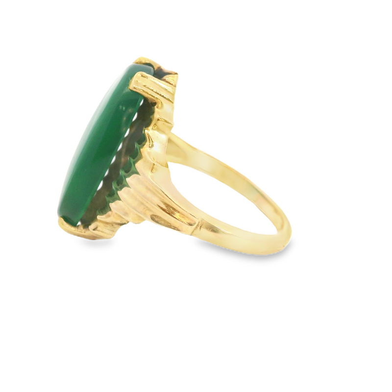 10K YG Green Jade Ring
