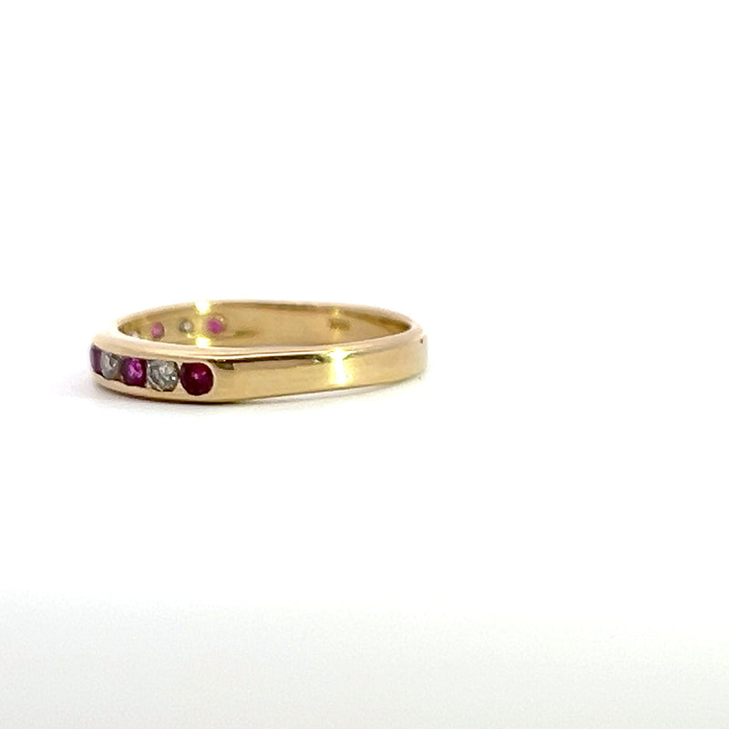 14K YG Ruby & Diamond Band