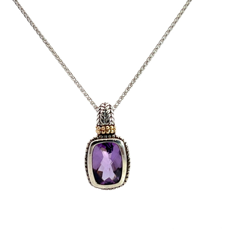 Sterling Silver & 18K YG Amethyst Pendant