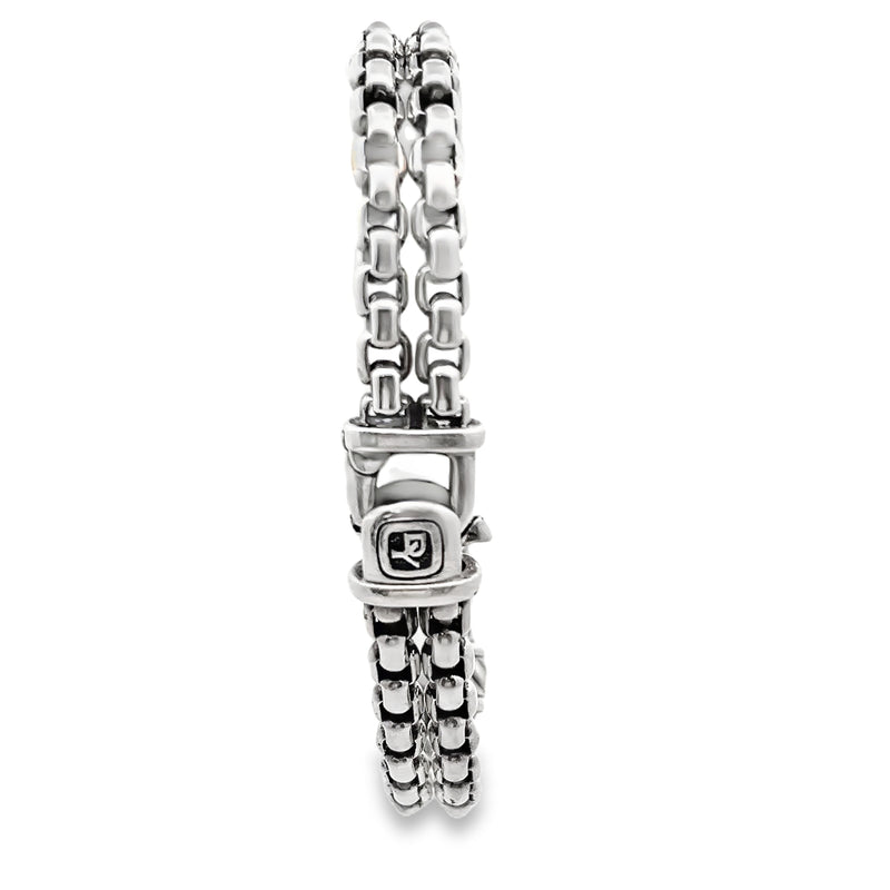 David Yurman Sterling Silver & 18K YG Double Row Bracelet 8"