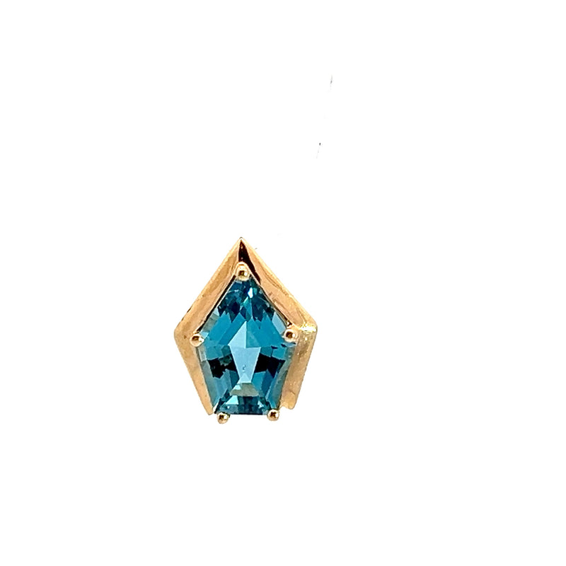 14K YG Blue Topaz Pendant