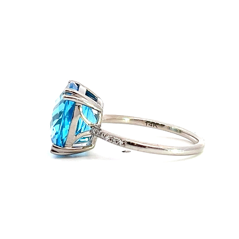 Effy 14K WG Blue Topaz & Diamond Ring