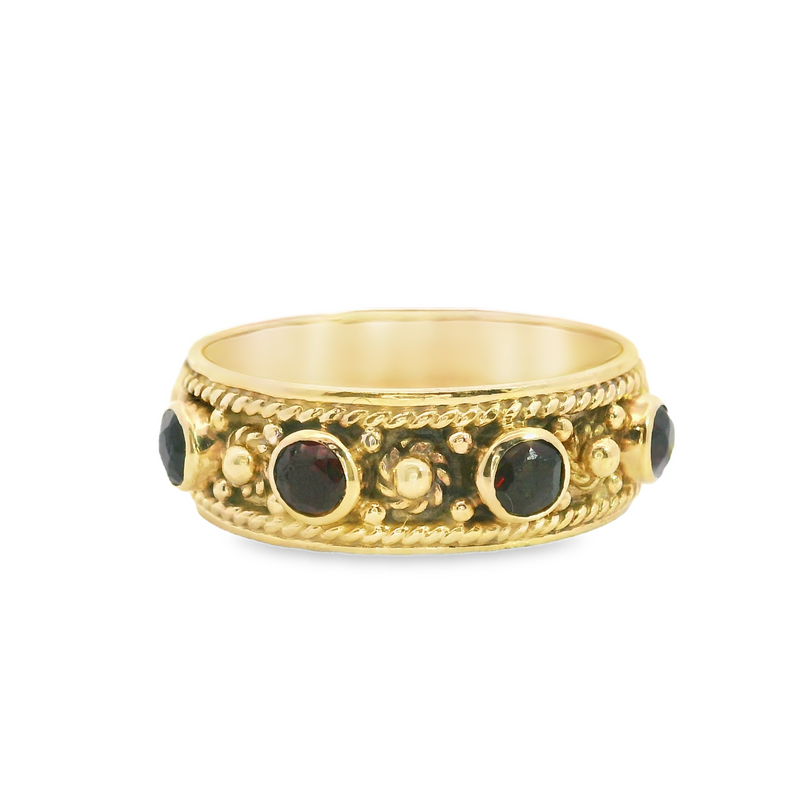 14K YG Garnet Ring
