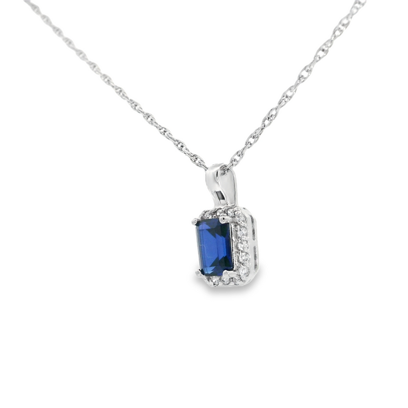 Sterling Silver Lab Grown Sapphire Pendant