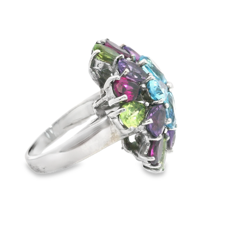 Sterling Silver Semi Precious Multi Stone Ring