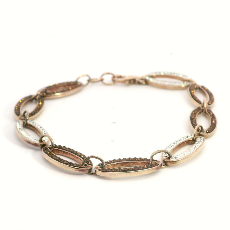 Sterling Silver Brown & White CZ Bracelet