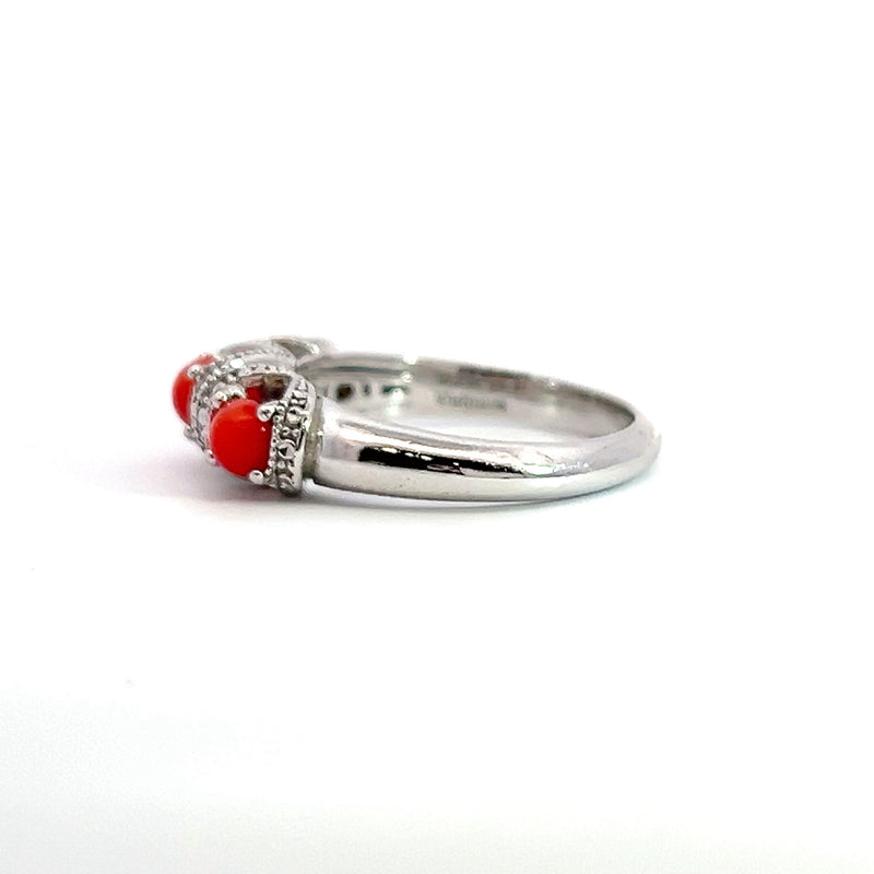 Sterling Silver Coral Ring