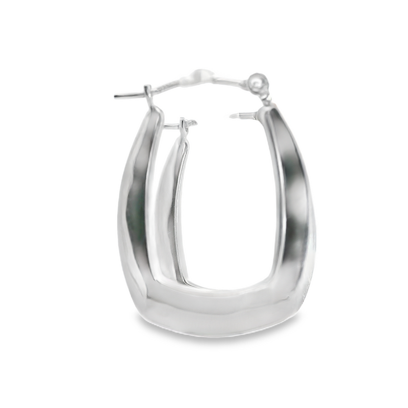 14K WG Geometric Shape Hoop Earring
