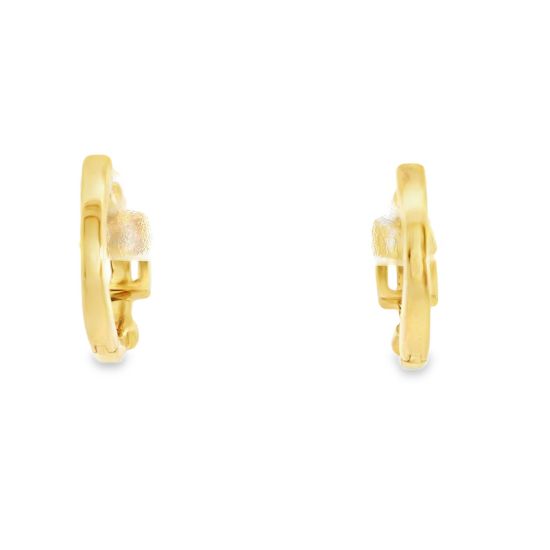 14K YG Buckle Diamond Hoop Earrings