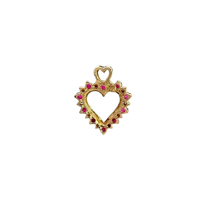 10K YG Ruby & Diamond Heart Pendant