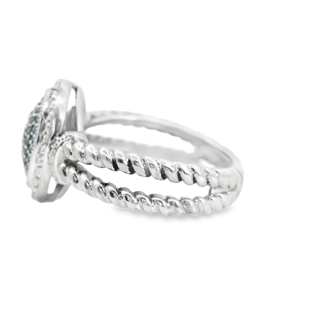 Sterling Silver Blue Diamond Ring