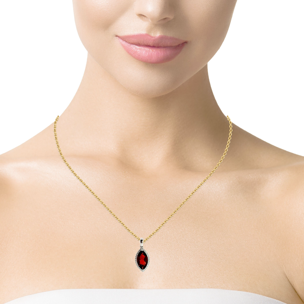 14K WG Garnet & Diamond Pendant