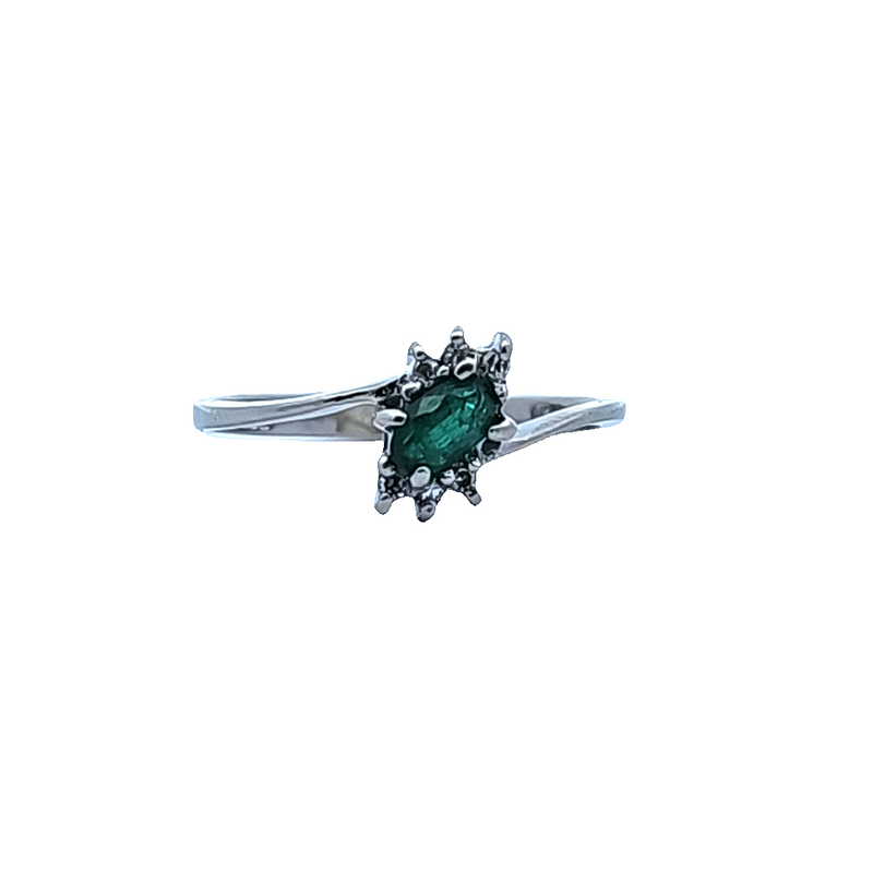 10K WG EMERALD/DIAMOND RING