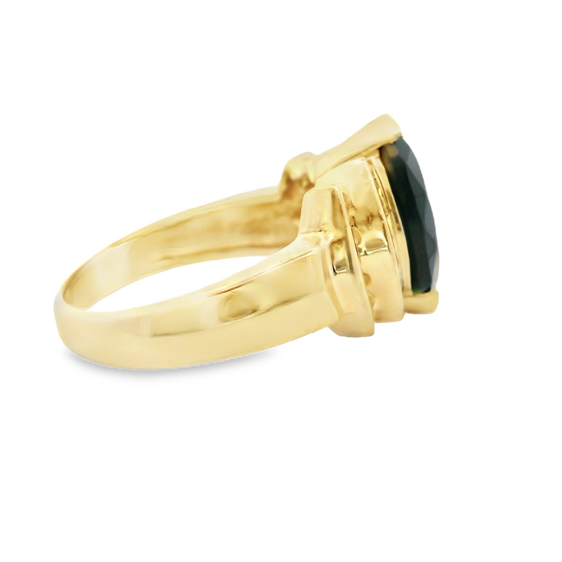 14K YG Black Onyx & Diamond Ring