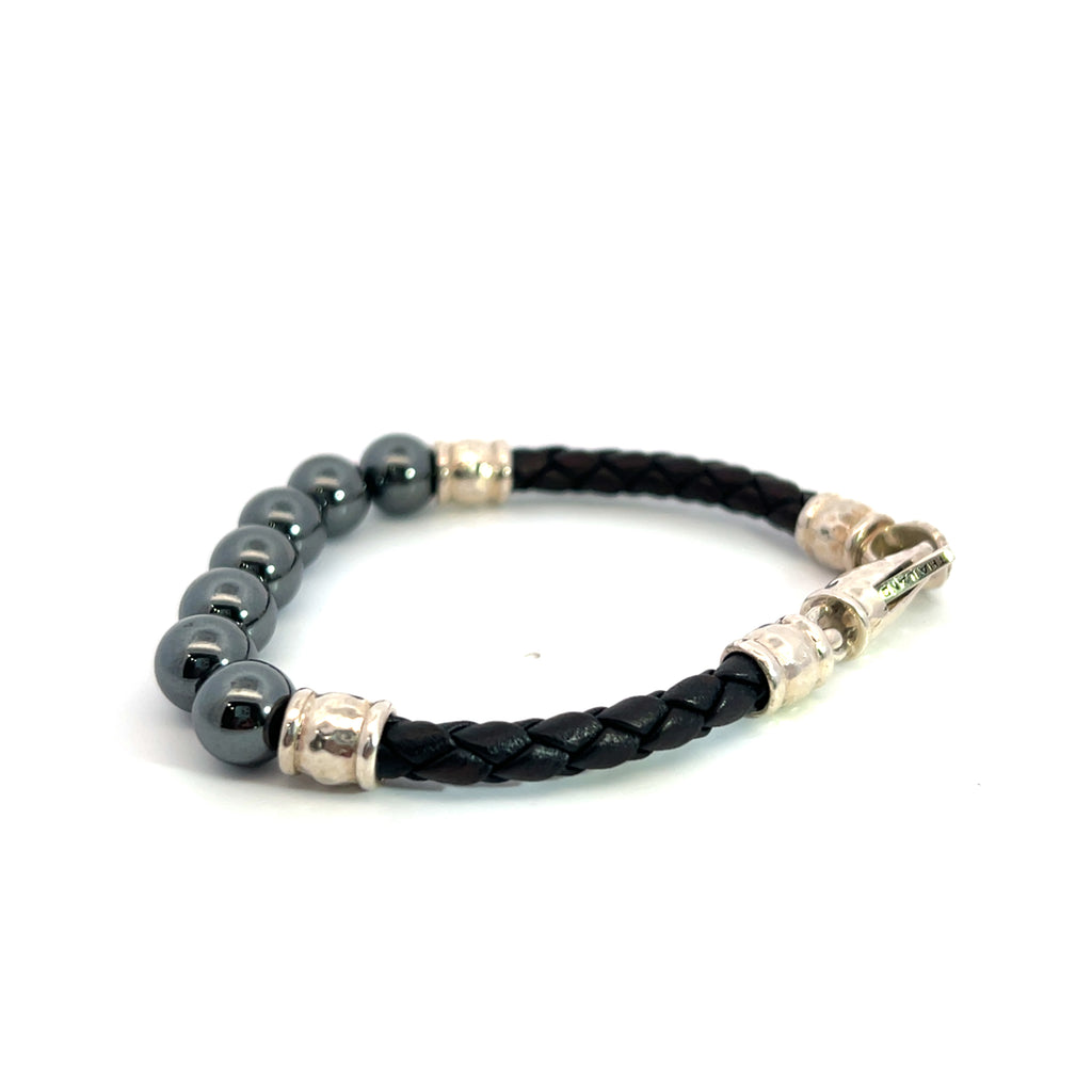 JAI by John Hardy Leather & Hematite Bracelet 7"