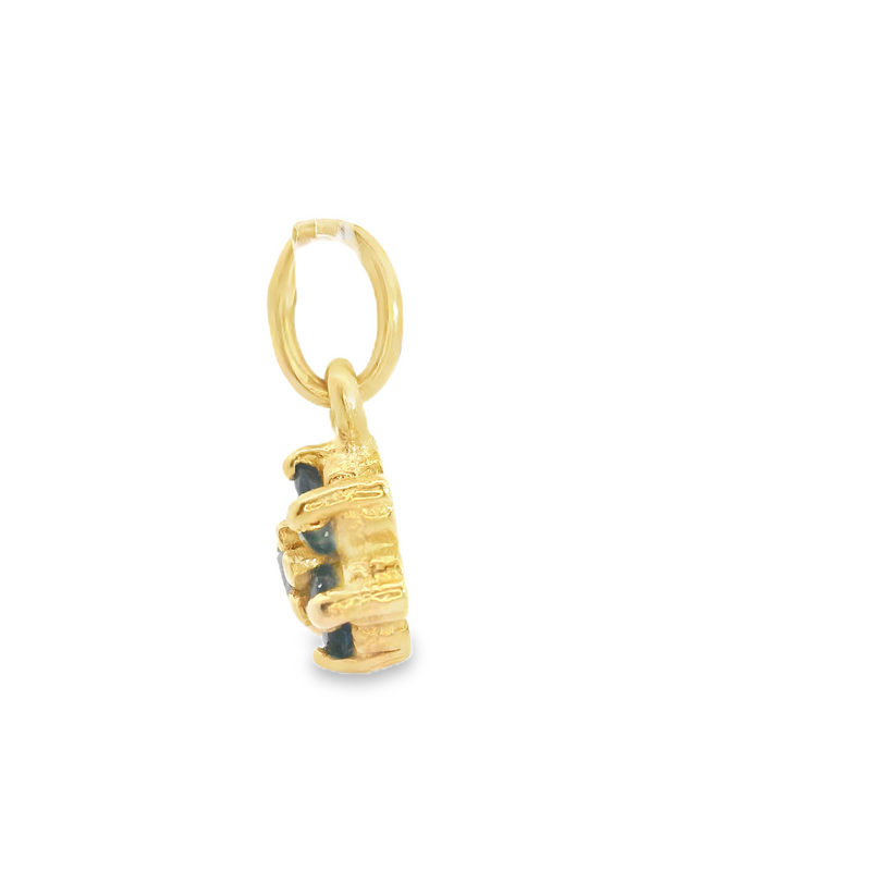 14K YG Sapphire & Diamond Pendant