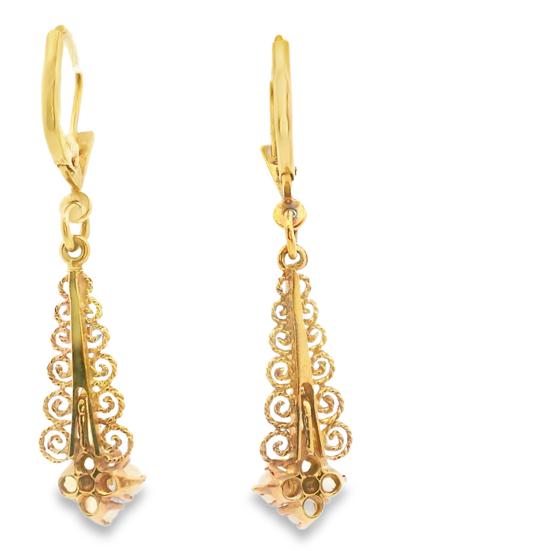 14K YG Opal Drop Earrings