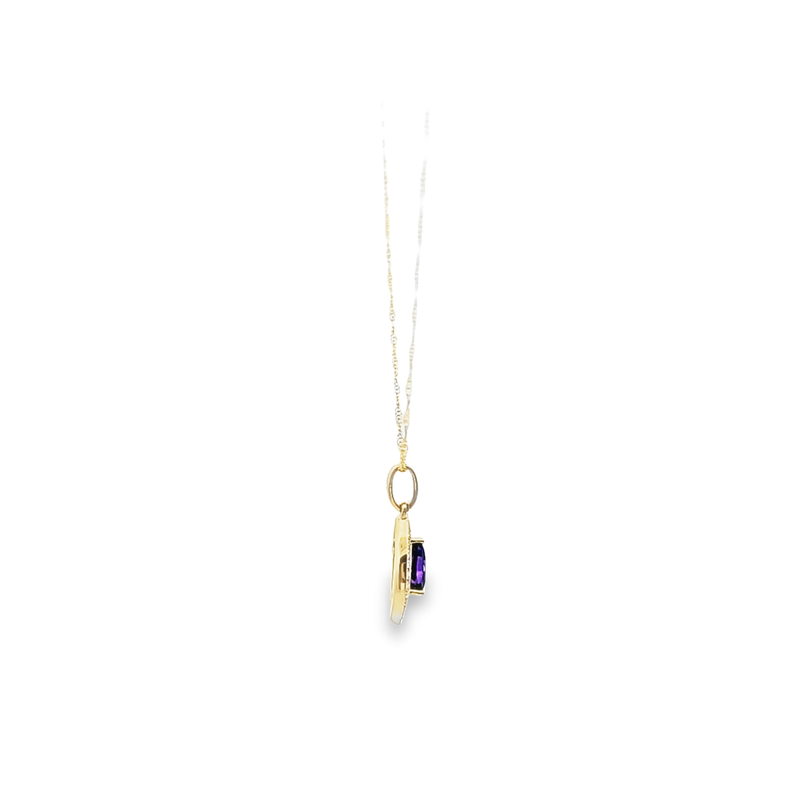 14K YG Amethyst & Diamond Pendant