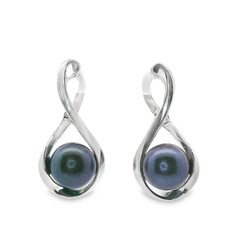 Sterling Silver Black Pearl Earrings