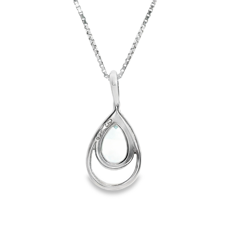 Sterling Sliver Blue Topaz Pendant with 16" Chain