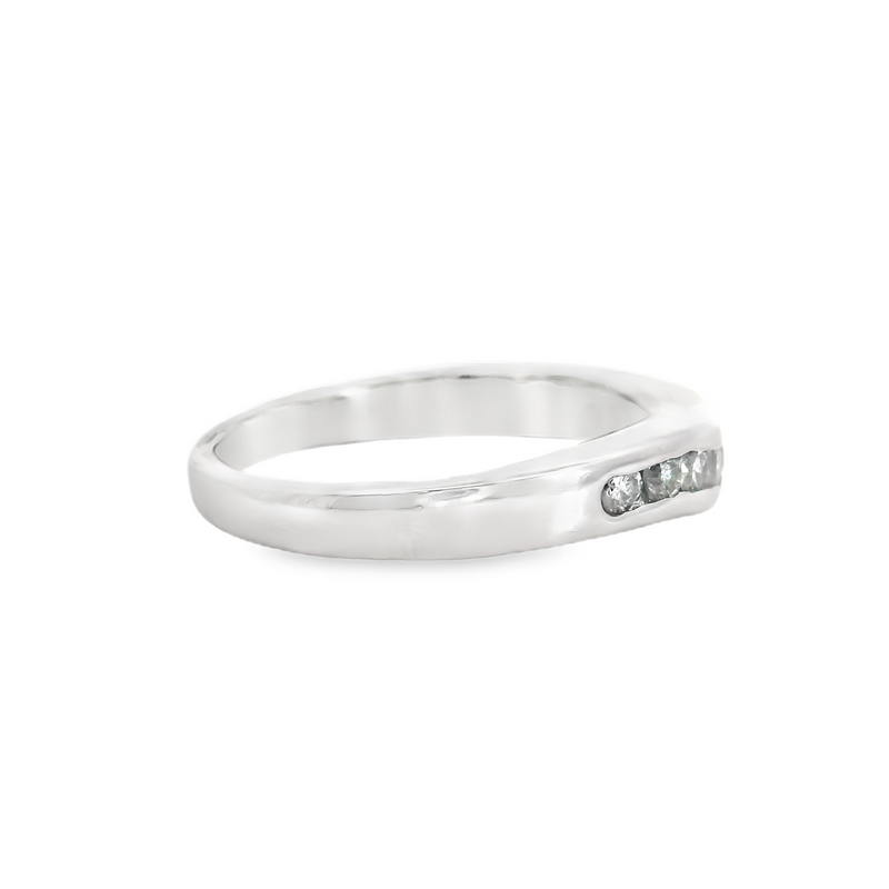 14K WG Curved Channel Set Diamond Band