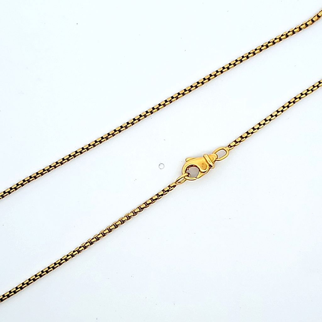 18K YG Round Box Chain 16"