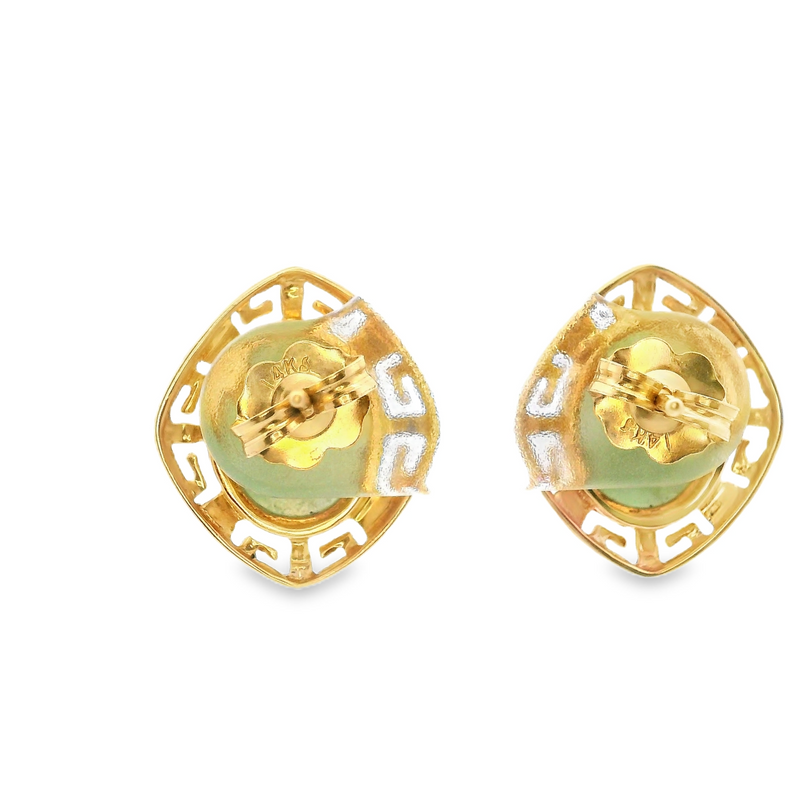 14K YG Jade Stud Earrings