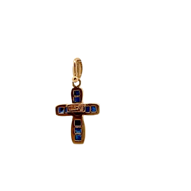 10K YG Sapphire & Diamond Cross