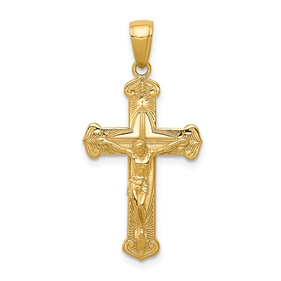 10K Gold Polished Textured Cru