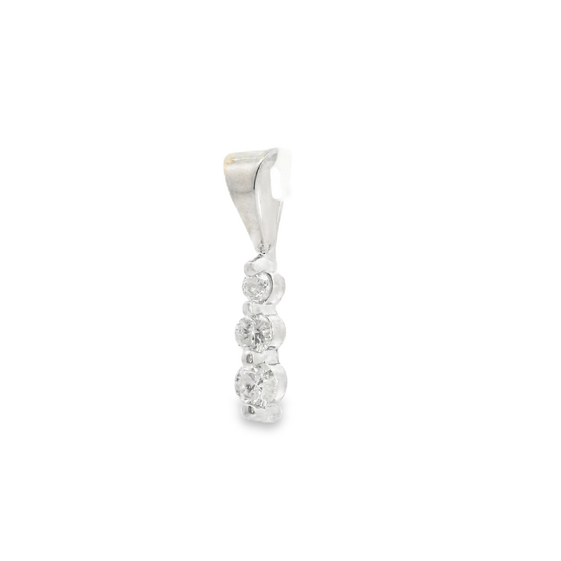 14K WG 3 Stone Diamond Pendant