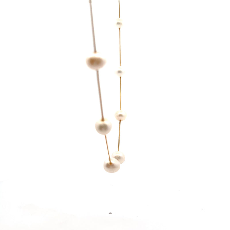 14K YG Pearl Station Necklace 20"