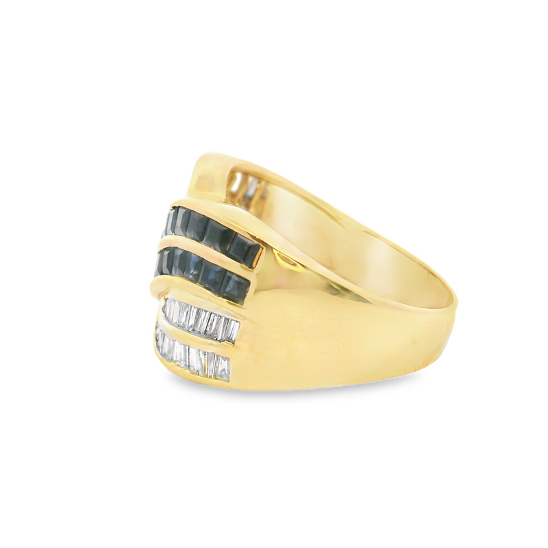 18K YG Sapphire & Diamond Wide Band