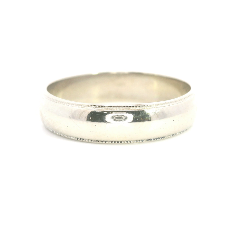14K WG Milgrain Wedding Band