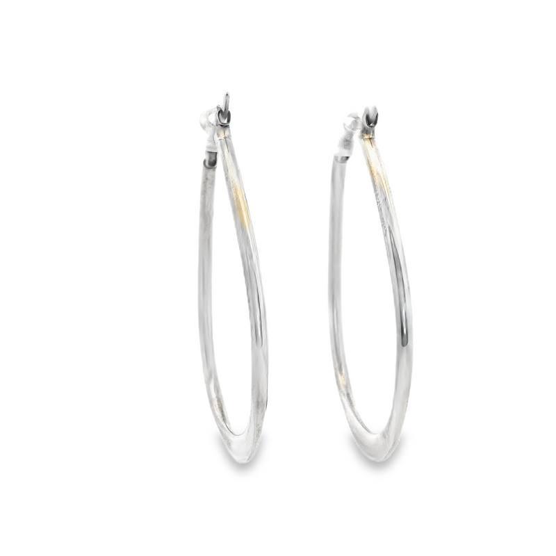 Sterling Silver Oval Hoop Earrings